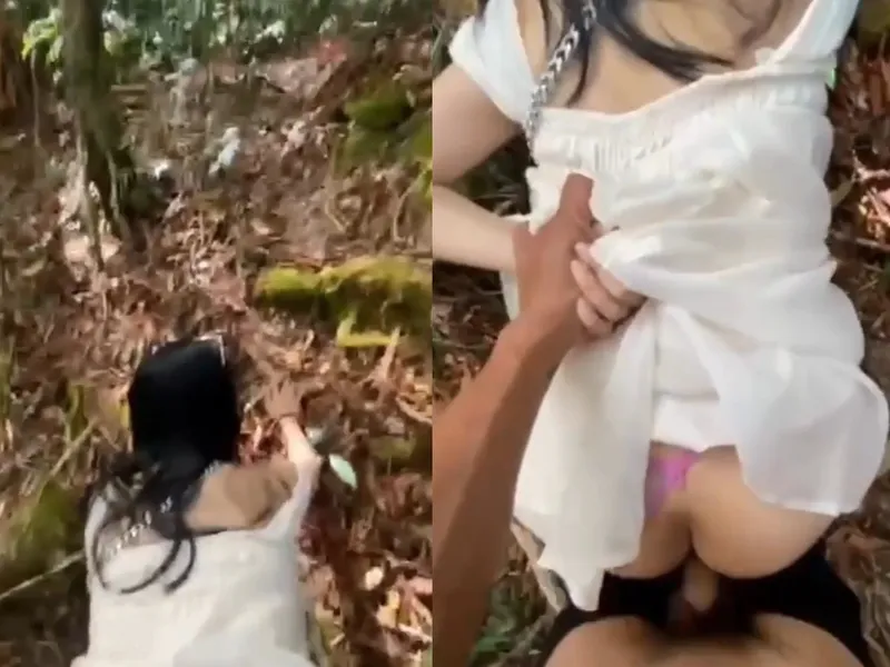 Đi tour với gia đình mà anh nứng quá lôi em vào rừng doggy